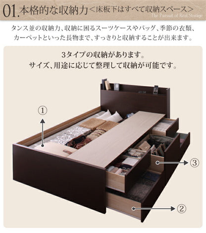 【新商品】組立設置付 コンセント付きチェストベッド Spass シュパース ベッドフレームのみ セミダブル 送料無料