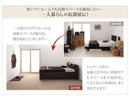 【新商品】組立設置付 コンセント付きチェストベッド Spass シュパース マルチラススーパースプリングマットレス付き セミダブル 送料無料