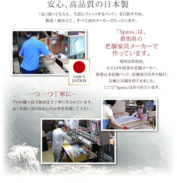 【新商品】組立設置付 コンセント付きチェストベッド Spass シュパース ベッドフレームのみ シングル 送料無料