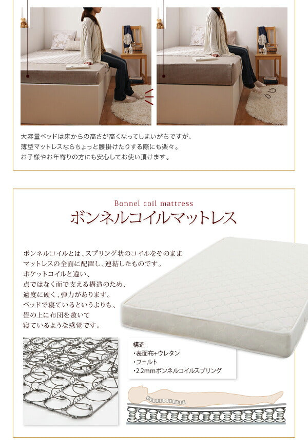 【新商品】組立設置付 コンセント付きチェストベッド Spass シュパース 薄型プレミアムポケットコイルマットレス付き ダブル 送料無料