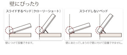 組立設置付 国産跳上げ収納ベッド Clory Short クローリーショート 薄型スタンダードボンネルコイルマットレス付き 横開き セミシングル ショート丈 深さラージ