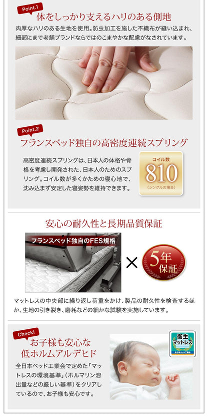 【新商品】組立設置付き 棚・コンセント付きフロアベッド Verhill ヴェーヒル マルチラススーパースプリングマットレス付き クイーン(SS×2) 送料無料