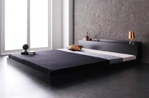 【新商品】棚・コンセント付きフロアベッド Verhill ヴェーヒル プレミアムボンネルコイルマットレス付き キング(K×1) 送料無料