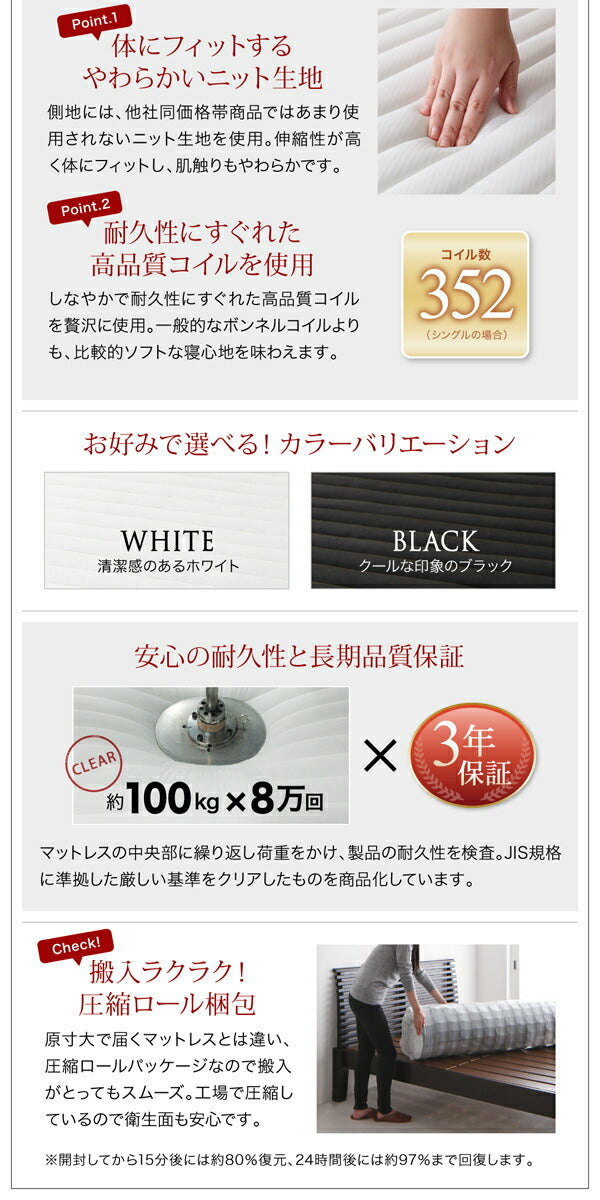 組立設置付き 棚・コンセント付きフロアベッド mon ange モナンジェ 国産カバーポケットコイルマットレス付き ダブル