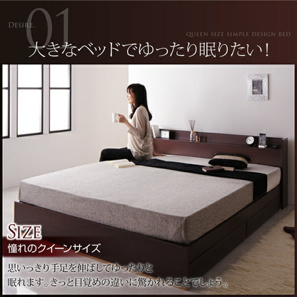 【新商品】組立設置付き コンセント付き収納ベッド Else エルゼ スタンダードボンネルコイルマットレス付き クイーン(Q×1) 送料無料