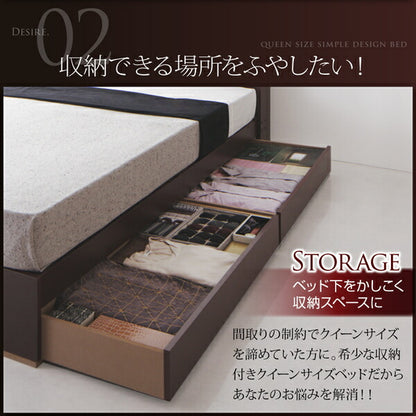 【新商品】組立設置付き コンセント付き収納ベッド Else エルゼ スタンダードボンネルコイルマットレス付き クイーン(Q×1) 送料無料