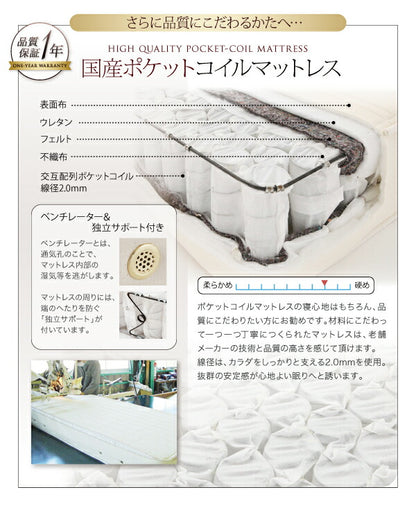 【新商品】組立設置付き モダンデザインフロアベッド Starden スターデン マルチラススーパースプリングマットレス付き シングル 送料無料