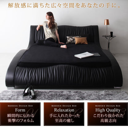 【新商品】組立設置付き モダンデザイン・高級レザー・デザイナーズベッド Fortuna フォルトゥナ プレミアムボンネルコイルマットレス付き クイーン(Q×1) 送料無料