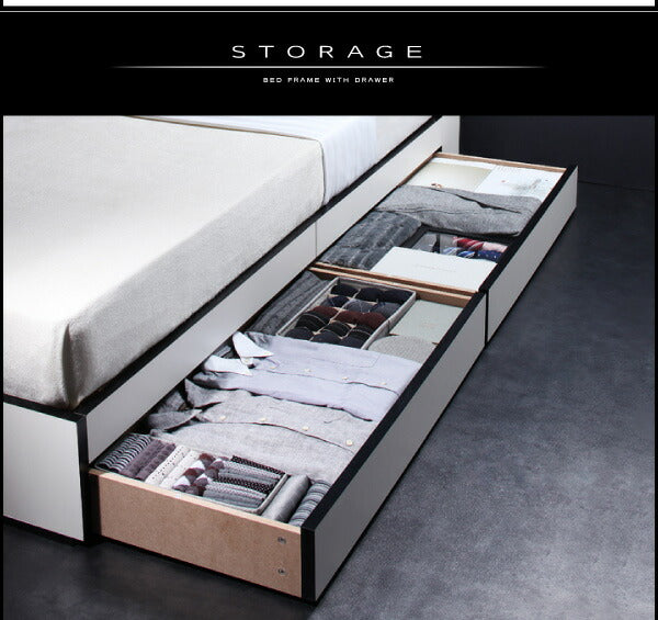 【新商品】組立設置付き モノトーン・バイカラー_棚・コンセント付き収納ベッド Fouster フースター プレミアムボンネルコイルマットレス付き ダブル 送料無料