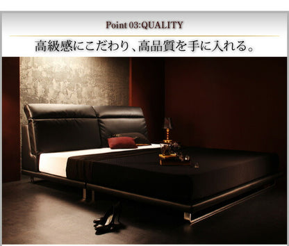 組立設置付き リクライニング機能付き・モダンデザインローベッド Plutone プルトーネ 国産カバーポケットコイルマットレス付き ダブル