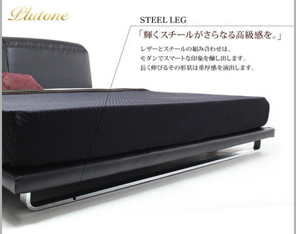 組立設置付き リクライニング機能付き・モダンデザインローベッド Plutone プルトーネ 国産カバーポケットコイルマットレス付き ダブル