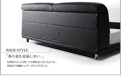 組立設置付き リクライニング機能付き・モダンデザインローベッド Plutone プルトーネ 国産カバーポケットコイルマットレス付き クイーン(Q×1)