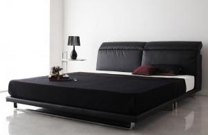 【新商品】組立設置付き リクライニング機能付き・モダンデザインローベッド Plutone プルトーネ ゼルトスプリングマットレス付き ダブル 送料無料