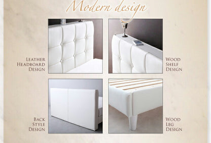 【新商品】組立設置付き モダンデザイン・高級レザー・大型ベッド Strom シュトローム プレミアムポケットコイルマットレス付き ダブル 送料無料