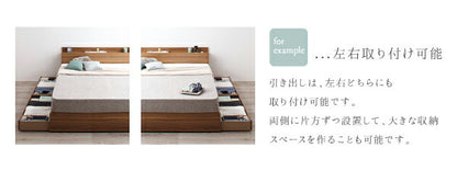 組立設置付き 棚・コンセント付収納ベッド Montray モントレー 国産カバーポケットコイルマットレス付き クイーン(Q×1）