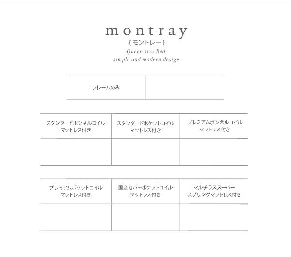 【新商品】組立設置付き 棚・コンセント付収納ベッド Montray モントレー スタンダードボンネルコイルマットレス付き クイーン(Q×1） 送料無料