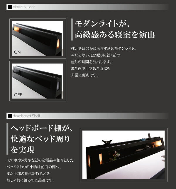 組立設置付き モダンデザイン・キングサイズ収納ベッド Leeway リーウェイ 国産カバーポケットコイルマットレス付き キング(K×1)