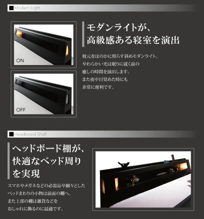 組立設置付き モダンデザイン・キングサイズ収納ベッド Leeway リーウェイ 国産カバーポケットコイルマットレス付き キング(K×1)