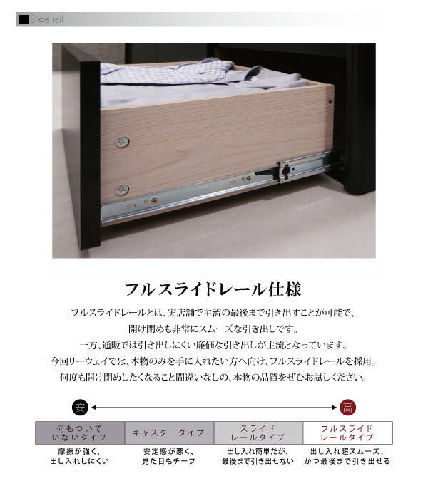 組立設置付き モダンデザイン・キングサイズ収納ベッド Leeway リーウェイ 国産カバーポケットコイルマットレス付き キング(K×1)