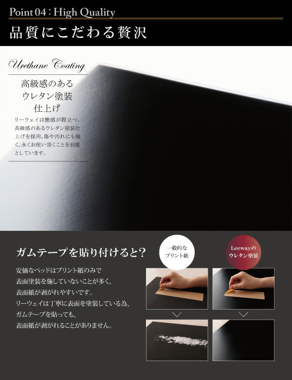 組立設置付き モダンデザイン・キングサイズ収納ベッド Leeway リーウェイ 国産カバーポケットコイルマットレス付き キング(K×1)