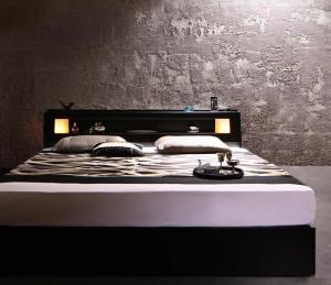組立設置付き モダンデザイン・キングサイズ収納ベッド Leeway リーウェイ 国産カバーポケットコイルマットレス付き キング(K×1)