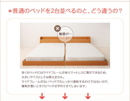 【新商品】親子で寝られる棚・照明付き連結ベッド JointJoy ジョイント・ジョイ ポケットコイルマットレス付き ダブル 送料無料