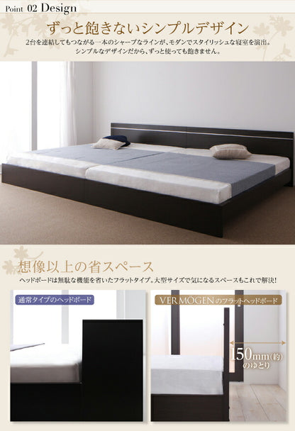 【新商品】ずっと使えるロングライフデザインベッド Vermogen フェアメーゲン 国産ポケットコイルマットレス付き ワイドK190 送料無料