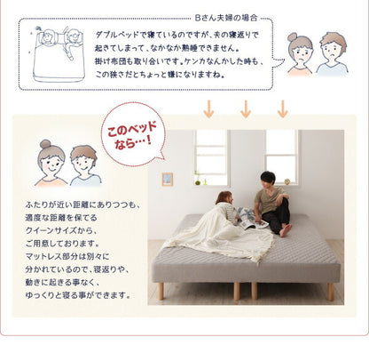 【新商品】組立設置付き 家族を繋ぐ大型マットレスベッド ELAMS エラムス ポケットコイル マイクロファイバータイプセット ワイドK240(SD×2) 脚8cm 送料無料