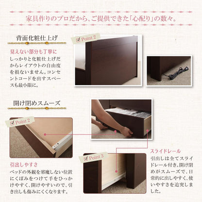 【新商品】組立設置付 棚・コンセント付き_大容量コンパクトチェストベッド Refes リフェス 薄型スタンダードポケットコイルマットレス付き シングル ショート丈 送料無料