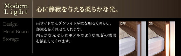 組立設置付き スリムモダンライト付き収納ベッド Cozy Moon コージームーン 国産カバーポケットコイルマットレス付き ダブル