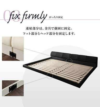 【新商品】組立設置付き モダンデザインレザーフロアベッド BASTOL バストル プレミアムボンネルコイルマットレス付き キング(SS+S) 送料無料