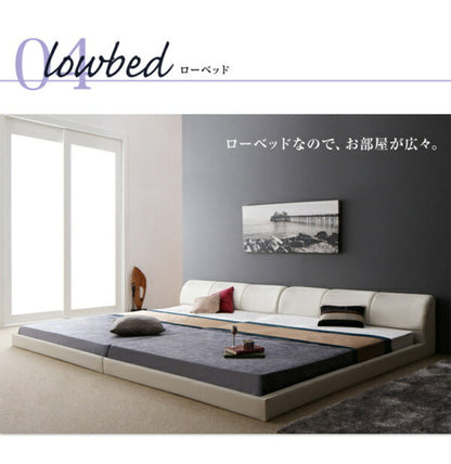 【新商品】組立設置付き モダンデザインレザーフロアベッド BASTOL バストル スタンダードボンネルコイルマットレス付き クイーン(SS×2) 送料無料