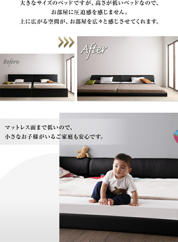 【新商品】組立設置付き モダンデザインレザーフロアベッド BASTOL バストル スタンダードボンネルコイルマットレス付き キング(SS+S) 送料無料