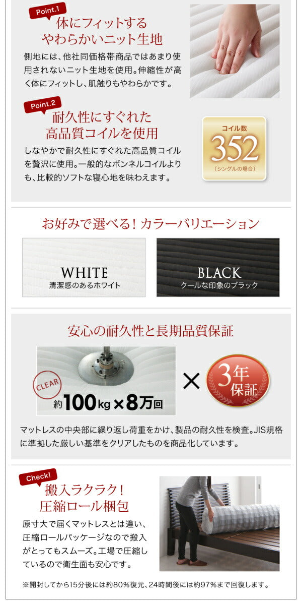 組立設置付き モダンデザインレザーフロアベッド BASTOL バストル スタンダードボンネルコイルマットレス付き ワイドK200
