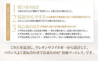 【新商品】日本人技術者設計 超快眠マットレス抗菌防臭防ダニ　ホテルプレミアム　ボンネルコイル硬さ：かため EVA エヴァ シングル 送料無料