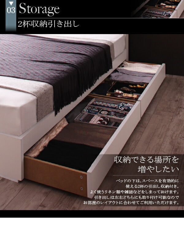 【新商品】組立設置付き LEDライト・コンセント付き収納ベッド Estado エスタード スタンダードボンネルコイルマットレス付き ダブル 送料無料