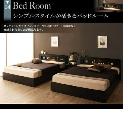 【新商品】組立設置付き LEDライト・コンセント付き収納ベッド Estado エスタード プレミアムボンネルコイルマットレス付き ダブル 送料無料