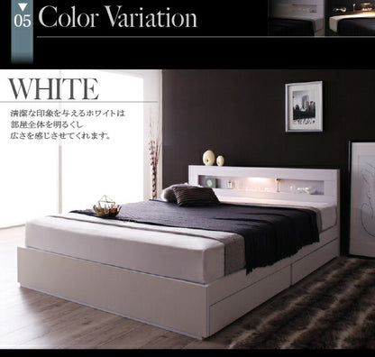【新商品】組立設置付き LEDライト・コンセント付き収納ベッド Estado エスタード プレミアムボンネルコイルマットレス付き ダブル 送料無料