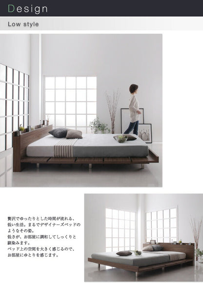組立設置付き モダンデザインローベッド FRANCLIN フランクリン 国産カバーポケットコイルマットレス付き ナローステージ クイーン(Q×1) フレーム幅180