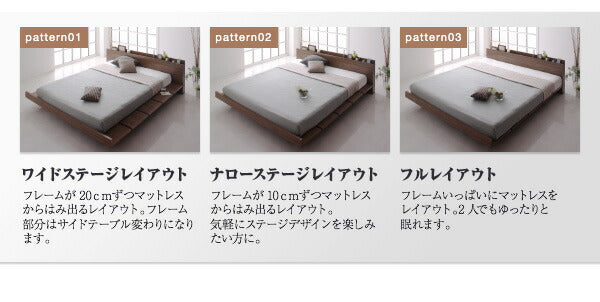 組立設置付き モダンデザインローベッド FRANCLIN フランクリン 国産カバーポケットコイルマットレス付き ナローステージ クイーン(Q×1) フレーム幅180