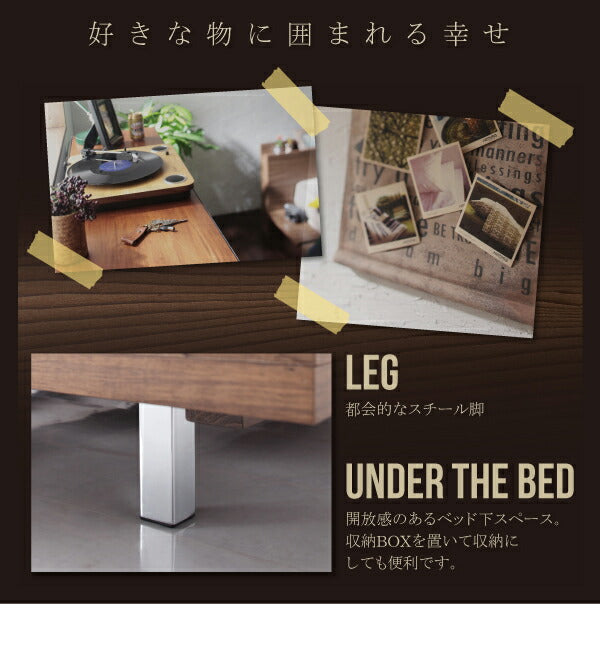 【新商品】組立設置付き 棚・コンセント付きモダンデザインローベッド Tschues チュース プレミアムボンネルコイルマットレス付き ステージ ダブル フレーム幅160 送料無料