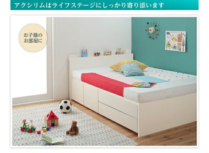【新商品】組立設置付 日本製_棚・コンセント付き_大容量チェストベッド Auxilium アクシリム ベッドフレームのみ ダブル 送料無料