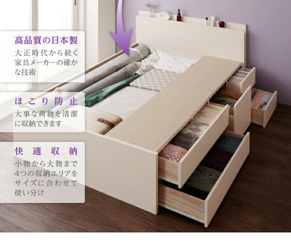 【新商品】組立設置付 日本製_棚・コンセント付き_大容量チェストベッド Spatium スパシアン ベッドフレームのみ シングル 送料無料