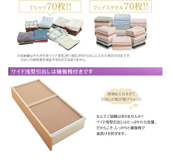 組立設置付 日本製_棚・コンセント付き_大容量チェストベッド Spatium スパシアン マルチラススーパースプリングマットレス付き セミダブル 送料無料