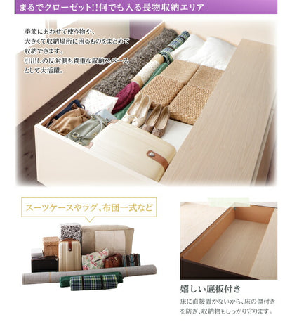 【新商品】組立設置付 日本製_棚・コンセント付き_大容量チェストベッド Spatium スパシアン ベッドフレームのみ ダブル 送料無料