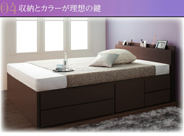 組立設置付 日本製_棚・コンセント付き_大容量チェストベッド Spatium スパシアン ベッドフレームのみ シングル 送料無料