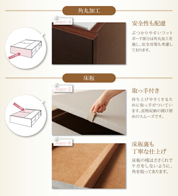 【新商品】お客様組立 日本製_ヘッドレス大容量コンパクトチェストベッド Creacion クリージョン 薄型抗菌国産ポケットコイルマットレス付き セミシングル ショート丈 送料無料