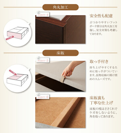 お客様組立 日本製_ヘッドレス大容量コンパクトチェストベッド Creacion クリージョン 薄型スタンダードポケットコイルマットレス付き シングル ショート丈 送料無料