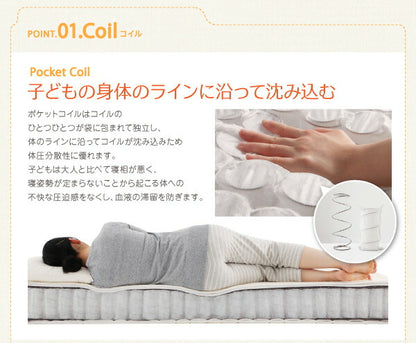子どもの睡眠環境を考えた 安眠マットレス 薄型・軽量・高通気　ジュニア ポケットコイル EVA エヴァ セミシングル ショート丈 送料無料 - 【公式】allecore(アレコレ) 家具インテリア・生活雑貨のオンライン通販