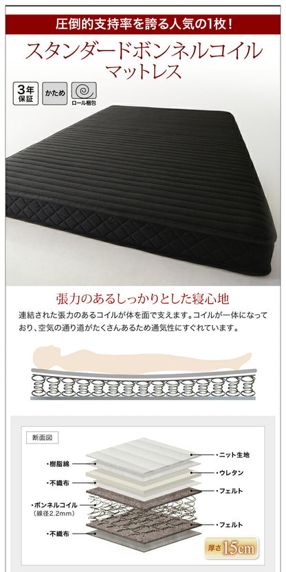 組立設置付き モダンデザイン・高級レザー・デザイナーズベッド Formare フォルマーレ スタンダードボンネルコイルマットレス付き セミダブル